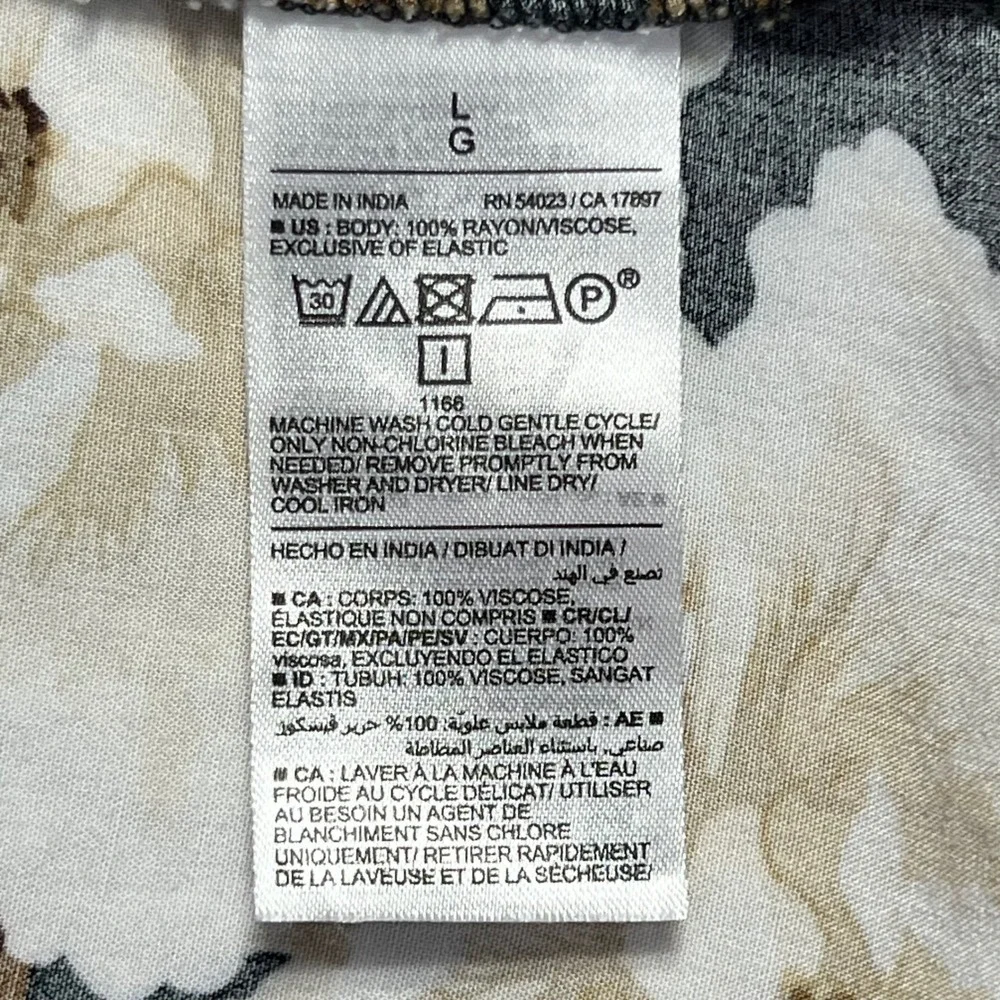 Old Navy Dark Floral Maxi Dress L Black White Brown Milkmaid Square Neck - Picture 9 of 11